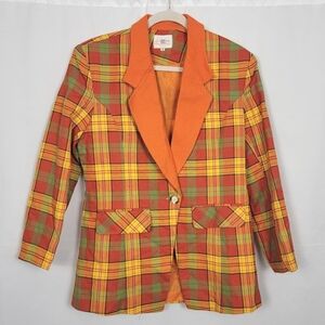 Colorful Plaid Women's Blazer #1493